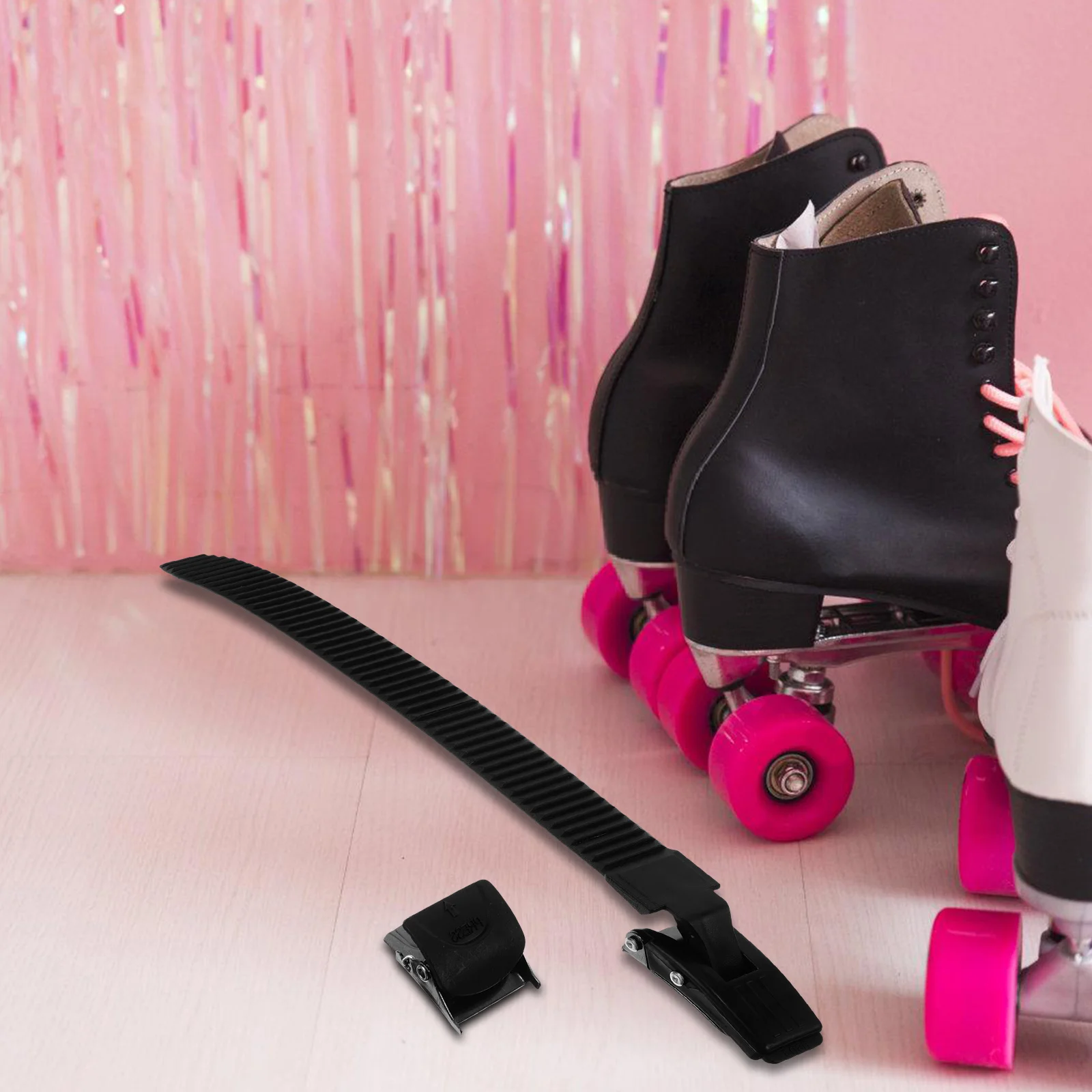 

2 Sets Replaceable Buckle Straps for Skate Roller Shoes Black Fixing Child Secure Release Inline Quad Speed Skates