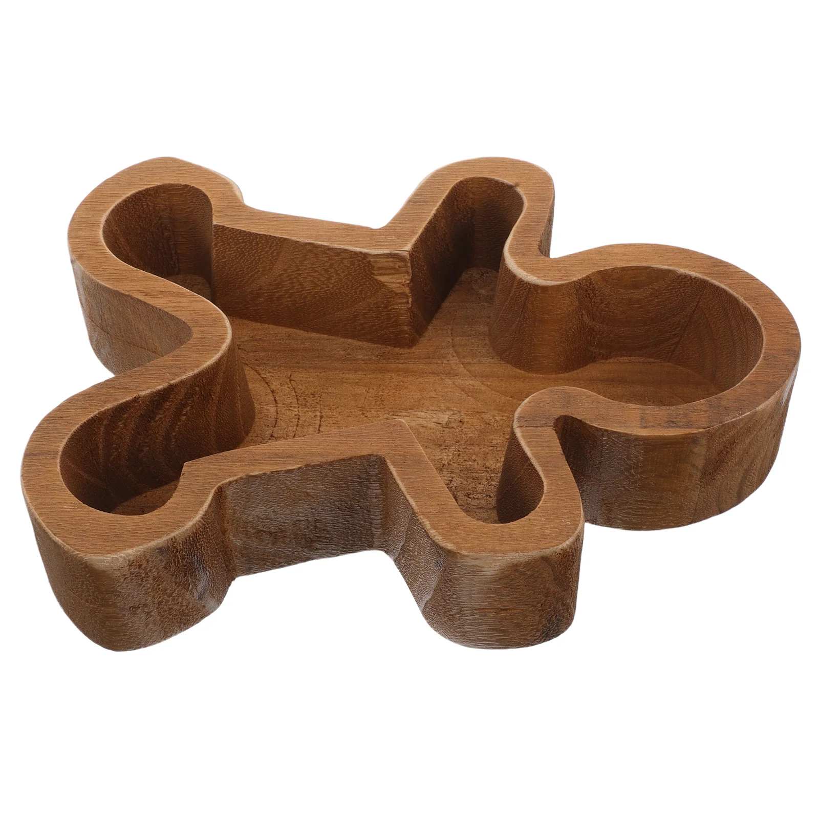 

Gingerbread Man Wooden Bowl Christmas Mantel Dish Decorations Sandwich Tray Candy Plate