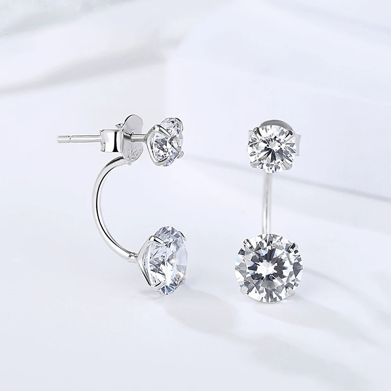 MODIAN Earrings 2021 925 Sterling Silver Clear Cubic Zirconia Ear Jacket for Women Wedding Statement Crystal Fashion Jewelry
