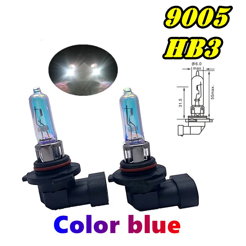 

2 Pcs HB3 9005 12V65W Rainbow Blue Plasma P20d Car Quartz Halogen Bulb Fog Lamp Automobile Headlamp