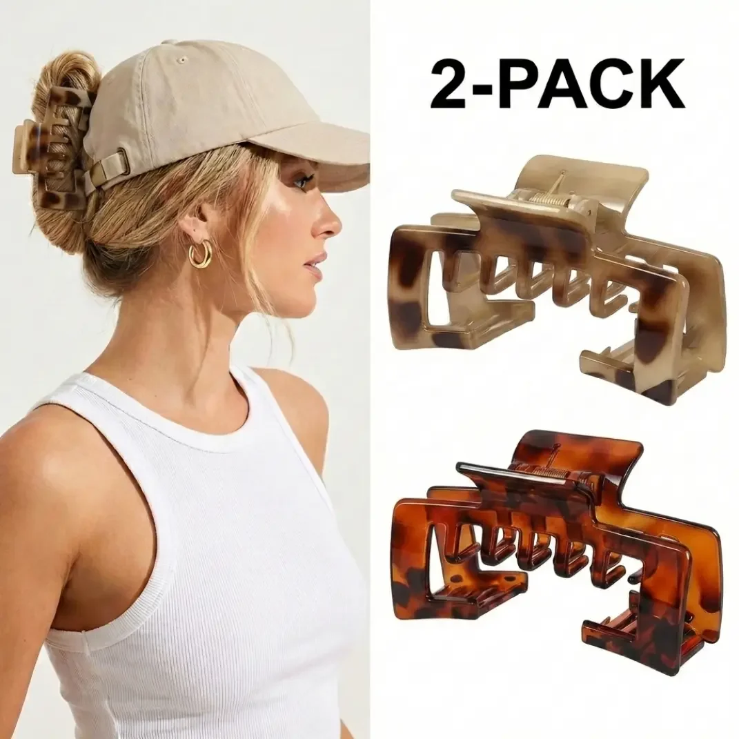Hat-Friendly Claw Clips for Baseball Caps - 2 Pcs Trucker Hat Hair Clips for Women, Claw Clips for Thick Hair Hat Hairstyles