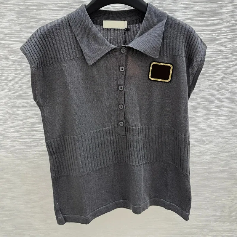 

High quality women's Knitted Lapel Button Sleeveless Hollow Out Tank Tops Korean Casual Fashion Simple Solid Color vest 2562196