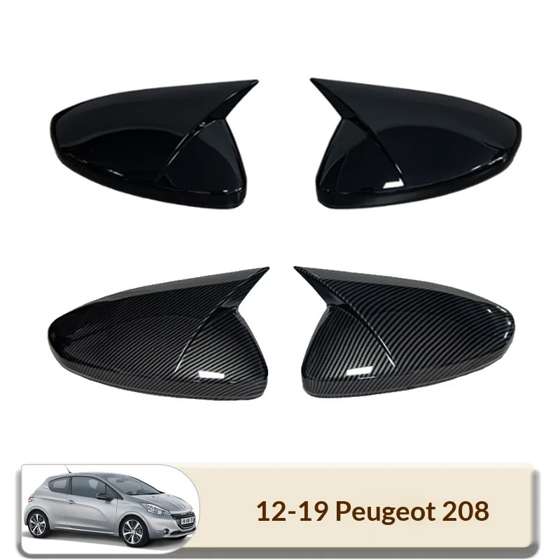 

For Peugeot 208 2008 12-19 Horn Style Rearview Mirror Cover Glossy ABS Sticker