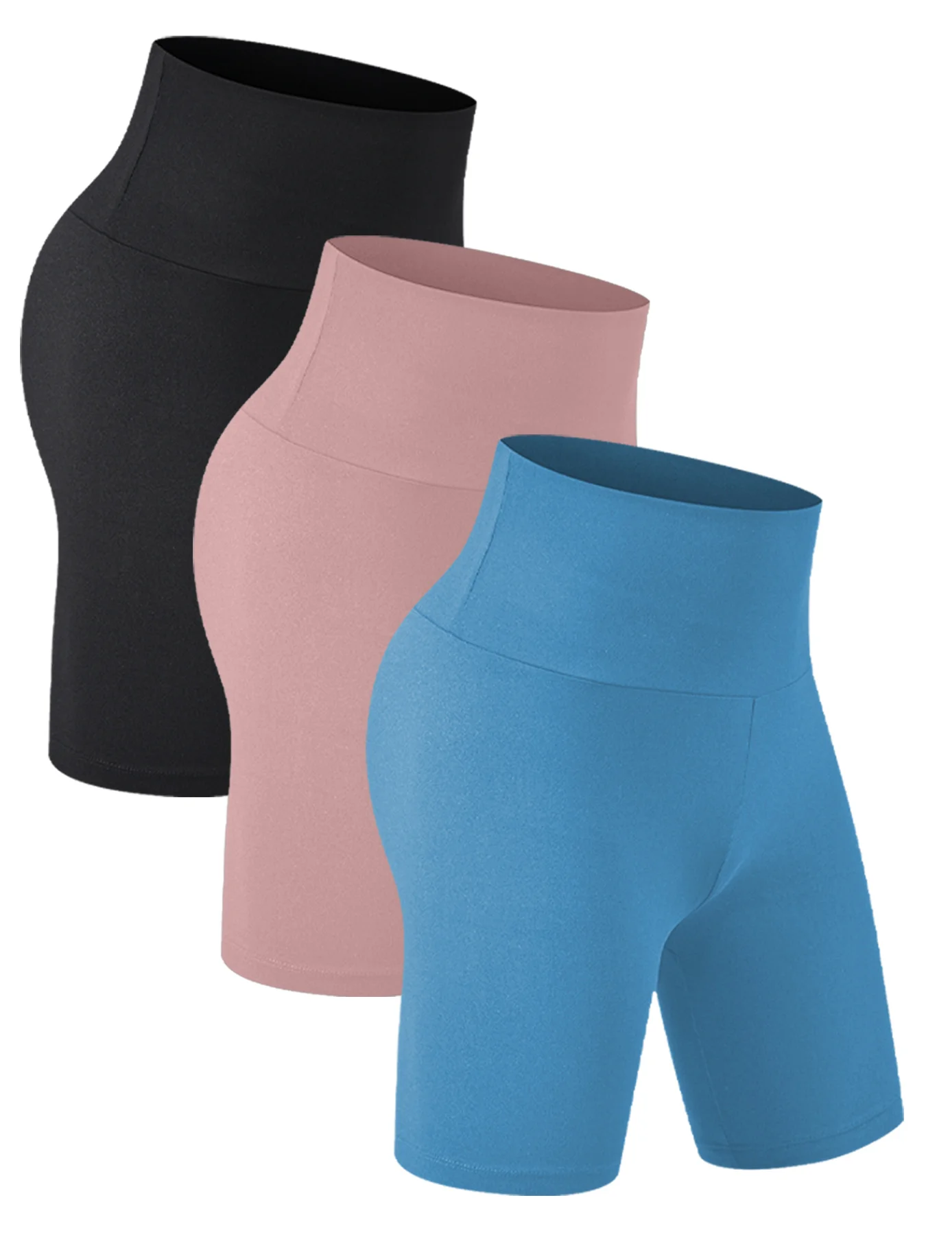

3 Pack Women's High Waisted Biker Shorts Super Soft Tummy Control Workout Yoga Running Push Up Gym Fitness Shorts ﻿