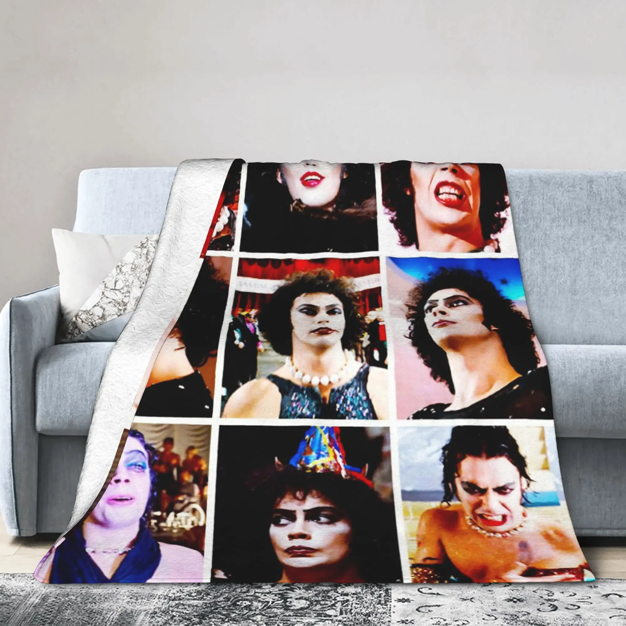 Tim Curry Frank Blanket Cover The Rocky Horror Picture Show Plush Throw Blankets Bedding Couch Ultra-Soft Warm Bedspread