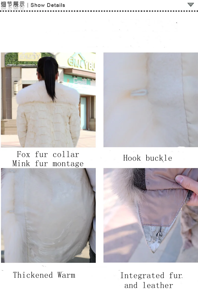 Women's real mink fur coat in winter 100% natural fur short jacket with big fox fur collar luxury street mink coat mink splicing