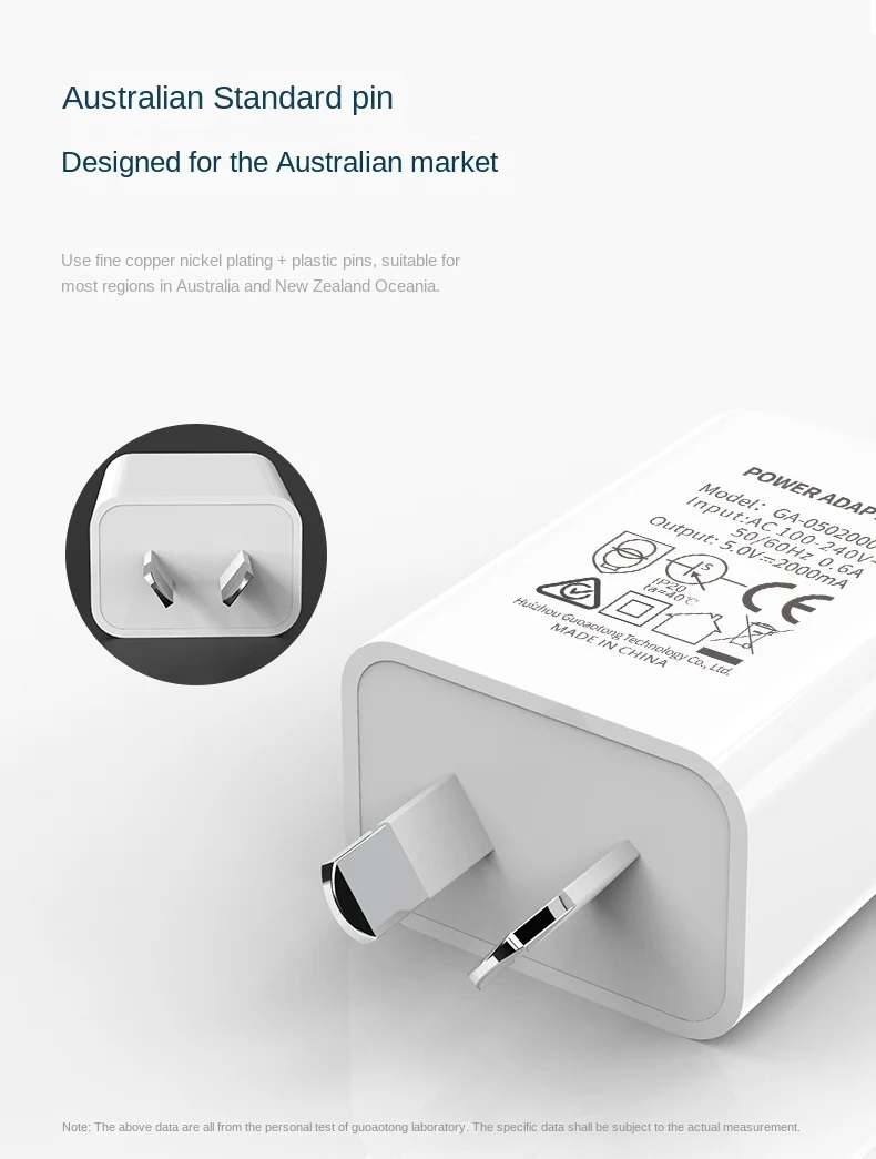 Australian Adapter 5V 1A 2A Fast Charging SAA Plug Mini USB Travel Wall Charger SAA Certified for Xiaomi Huawei Phone Charge