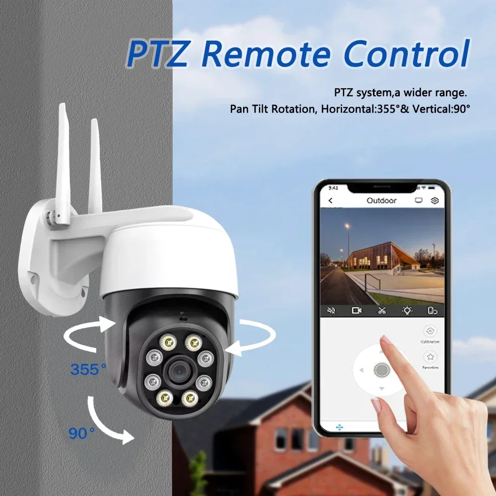 Kamera bezpieczeństwa PTZ 5MP zewnętrzna przewodowa kolorowa noktowizor do wykrywania humanoidalne i syreny, kamera zewnętrzna IP66 2-kierunkowy dźwięk aplikacja Tuya