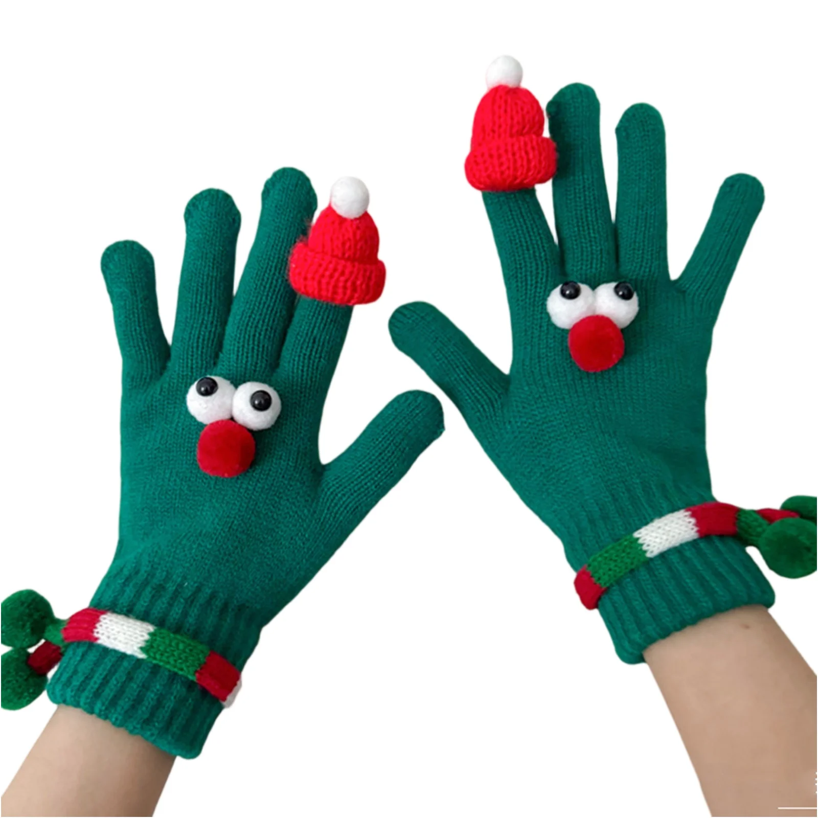 قفازات عيد الميلاد الحمراء الدافئة الصوف تسرب الاصبع قفازات لمس عيد الميلاد قفازات الزخرفية قفازات عيد الميلاد الدافئة