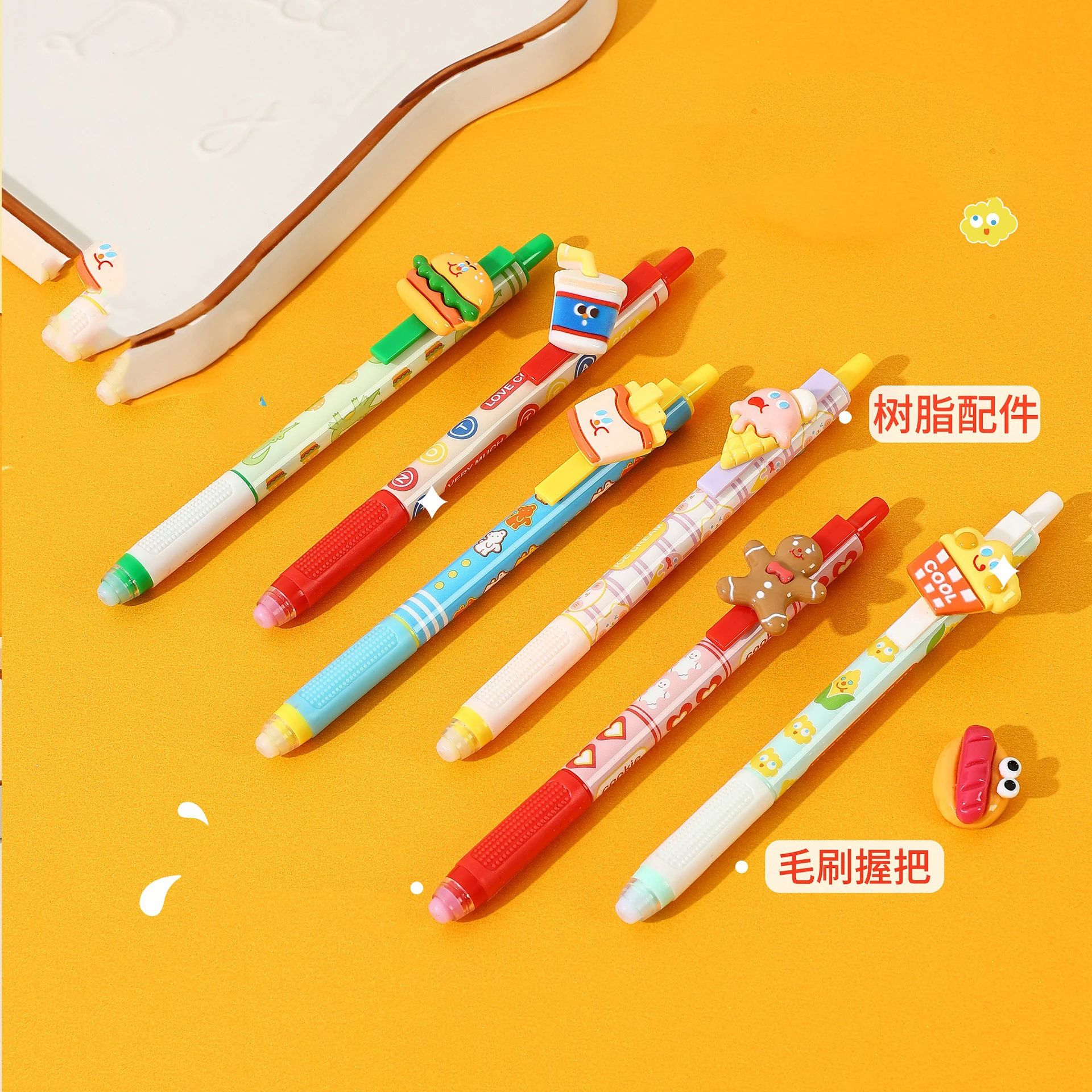 36 pcs/lot Creative Hamburger Fries Erasable Press Gel Pen Cute 0.5mm Blue Ink Pen Stationery Office School Supplies