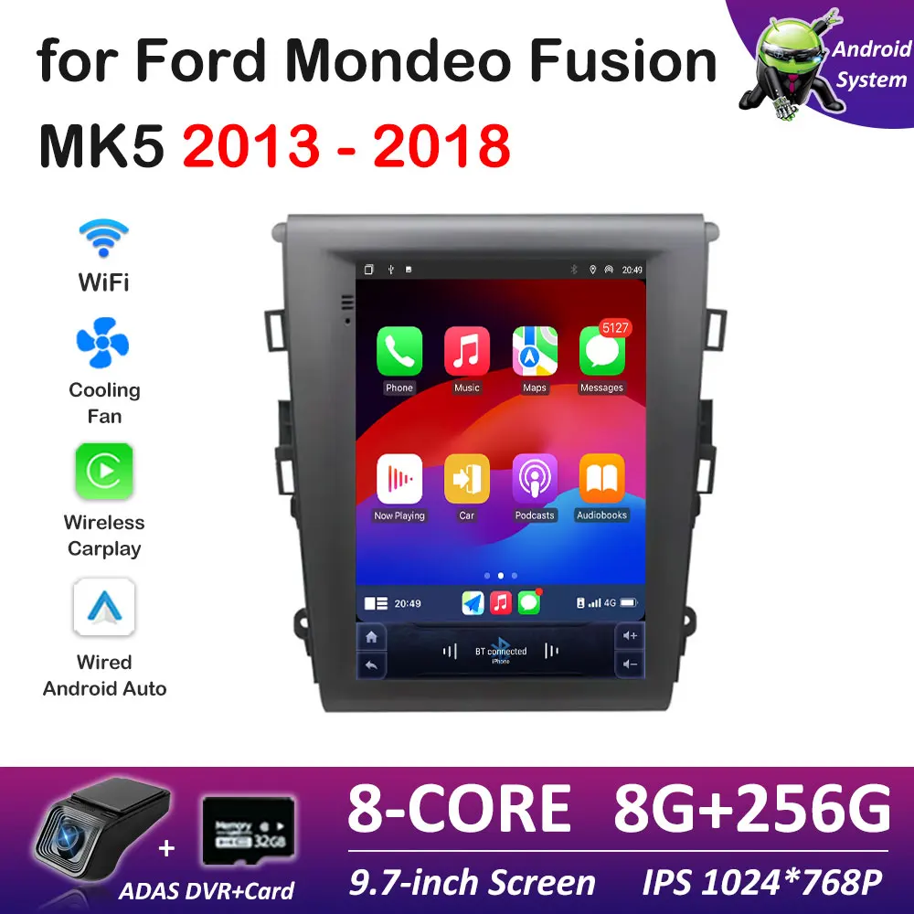 

for Ford Mondeo Fusion MK5 2013 2014 2015 2016 - 2018 IPS Touch Screen Android Smart System DSP Stereo Car Multimedia Player 4G