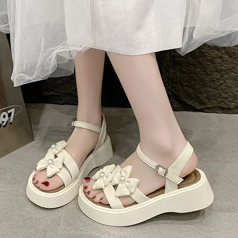 

Women's Sandals Pearl White Platform Flowers Ladies Shoes on Sale Summer 2025 Luxury Comfortable Elegant Anti Slip Hot Comfort