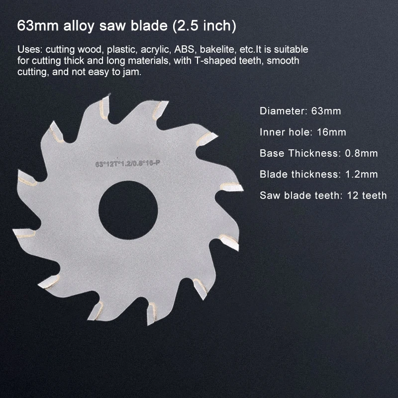 63mm alloy saw blade HSS Circular Saw Blade T-tooth carbide fo DIY Woodworking Table Saw wood cutting blade Plastic Plate Cut