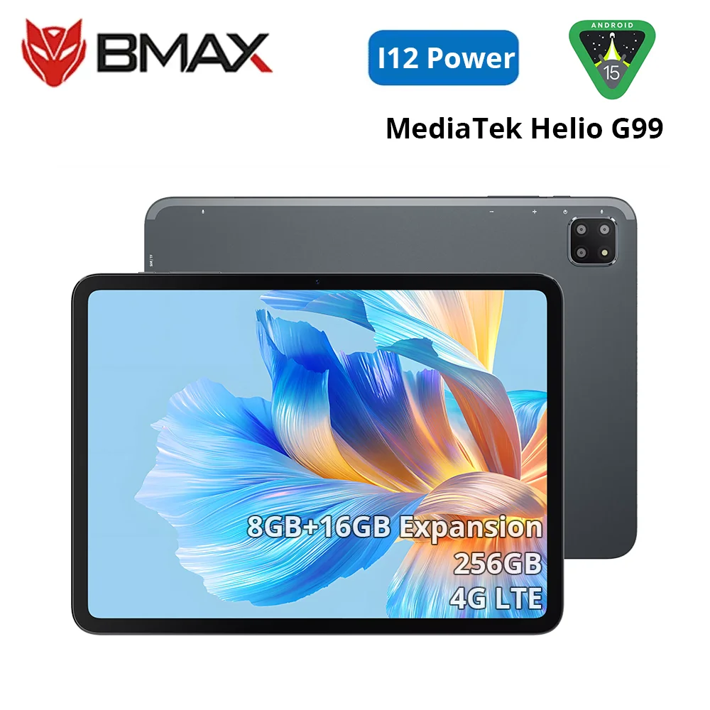 BMAX I12 Power Android 15 Планшет 11,4 дюйма 90 Гц 2,4K IPS MediaTek Helio G99 ARM Mali-G57 MC2 8 ГБ + 16 ГБ Расширение 256 ГБ 4G LTE