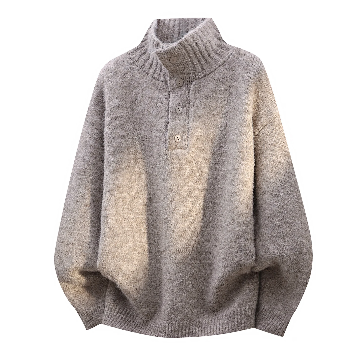 

Утепленный вязаный мужской свитер с высоким воротником свободного кроя, в стиле ретро, повседневный, осенне-зимний, базовый, простой, высококачественный, из полиэфирного волокна