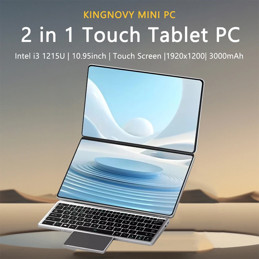 Computador portátil para estudante universitário e de negócios, 2 em 1, 10.95 "FHD Touchscreen, Mini PC, Intel Core i3, 1215U, 32GB de RAM, 1TB SSD, Câmera