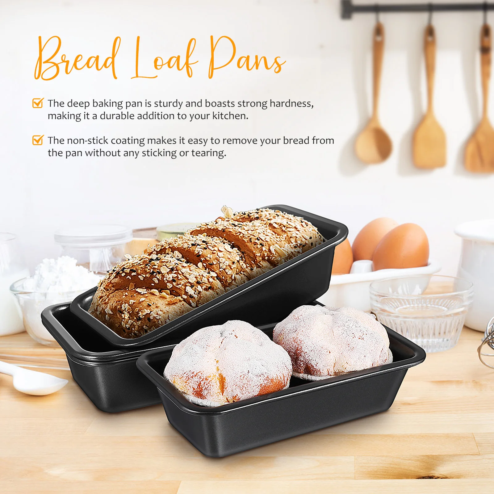 

3pcs Loaf Pan Toast Box Bakeware Small Cake Mold Carbon Steel Nonstick Bread Loaf Pan Easy Cleaning Sturdy Safe