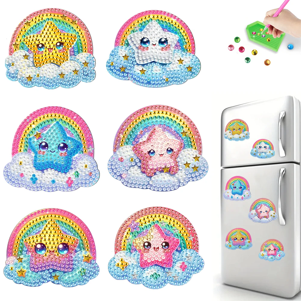 

6Pcs Diamond Painting Refrigerator Magnets DIY Diamond Art Refrigerator Magnets DIY Art Crafts for Adults Kids Beginners