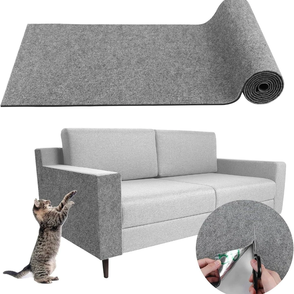 Self-Adhesive Cat Scratching Mat Trimmable Cat Carpet Cat Scratching Carpet Corner Wall Cat DIY Scratch Sofa Furniture Protector