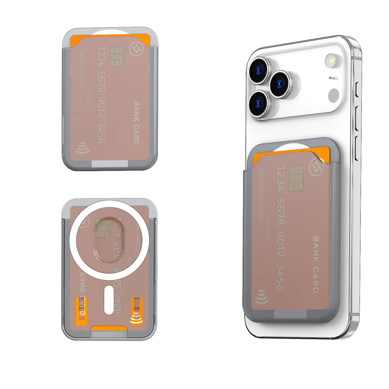 MagSafe Magnetische Geldbörse für iPhone 18 17 16 15 14 13 12 Pixel 10 Serie Harte Kreditkartenfach-Halterung für die Rückseite der Handyhülle – Detail 15