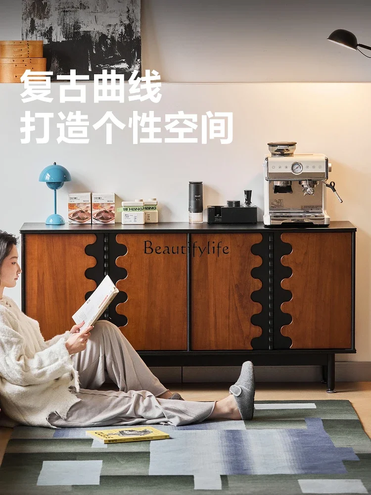 

09Z.-Medieval solid wood chest, French retro dining side storage cabinet, living room storage display cabinet