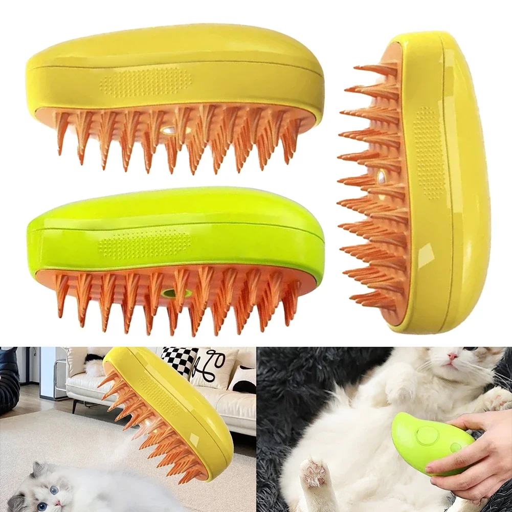 Cat Steam Brush Steamy Dog Brush Electric Cat Grooming Brush 3 In1 Dog Steamer Brush 3 In 1 Floating Hair Brush for Tangled