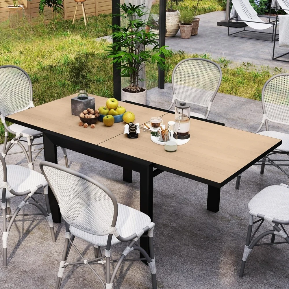 

Aluminum Outdoor Dining Table, 35.5"–71" Expandable Patio Table for 4–6 People, Square/Rectangular Outdoor, Customized