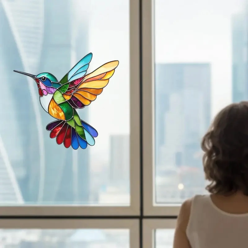 

1pc, RV Window, Animal Series RV Decorative Window Stickers, Colorful Flying Hummingbird, Static Cling Adhesive-Free Decorative