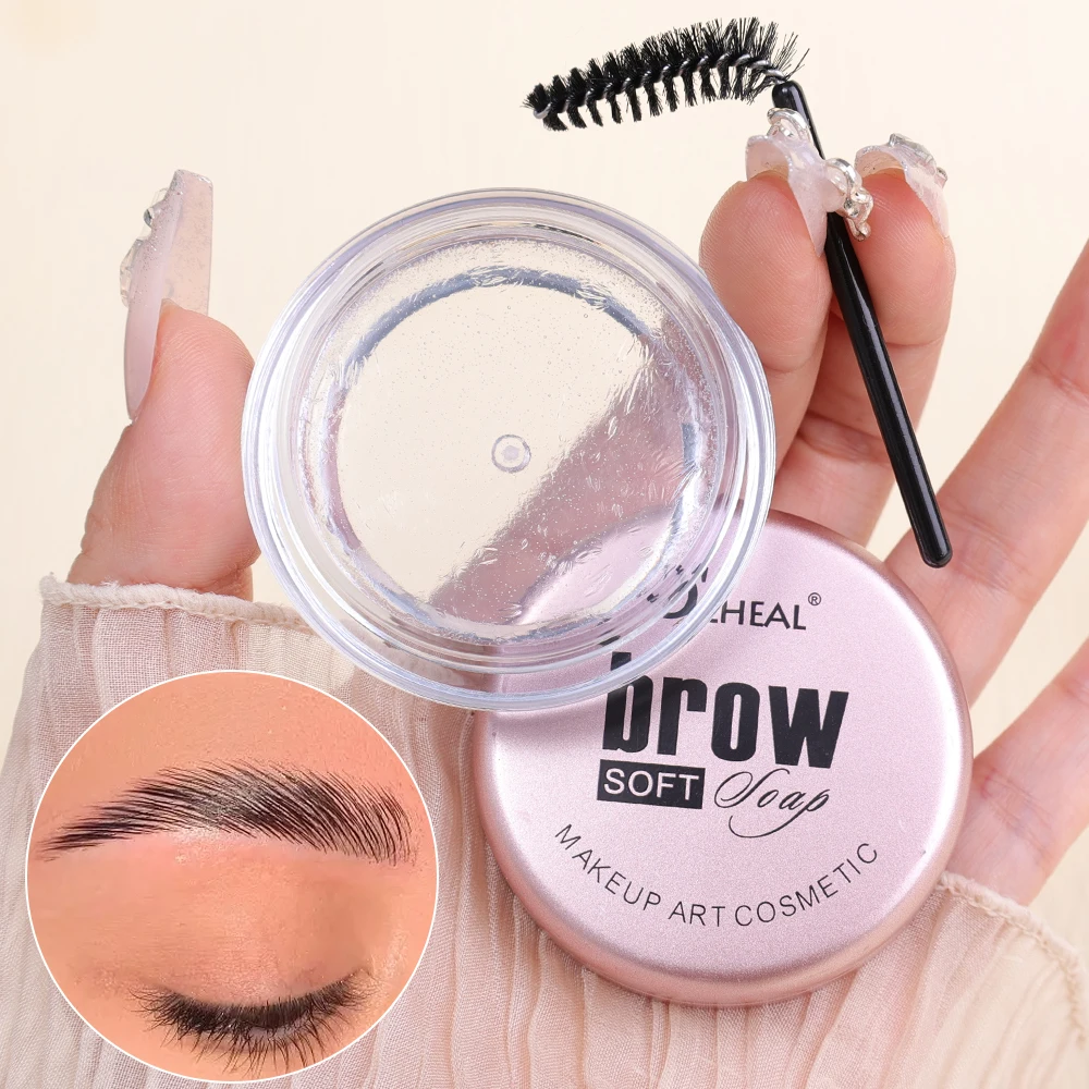 Jabón suave para dar forma a las cejas, Gel con cepillo, Natural, duradero, resistente al agua, 3D, pomada para cejas salvajes, Gel de ajuste, cera, herramienta de maquillaje