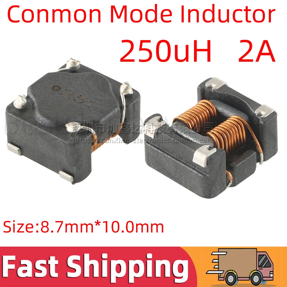 

5pcs 744272251 SMT Common Mode Choke Inductor Inductance 250uH 2A EMI Filter Noise Supression 9x10x6.5