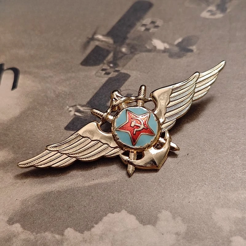 1pc Soviet Red Navy Pilot's Badge Five-star Aviation Medal Army Fan Collection Pins Decoration Crafts