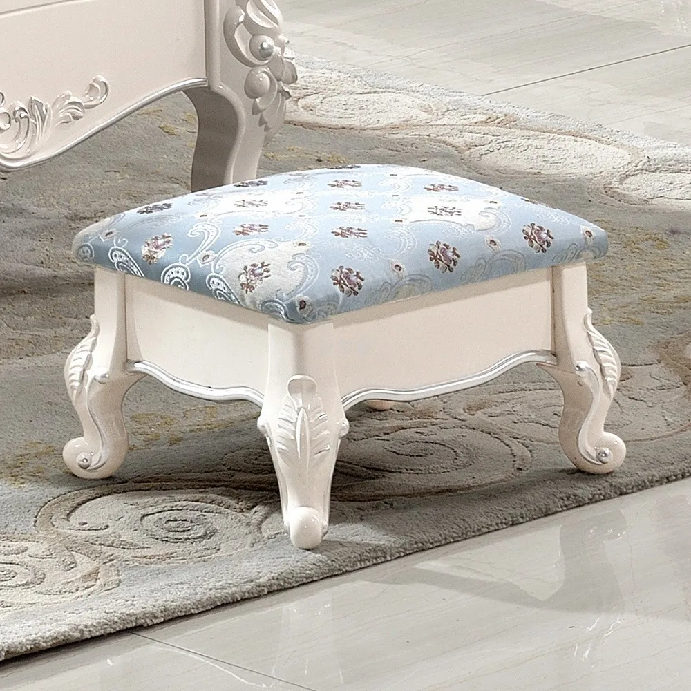 European-Style Small Stool Living Room Coffee Table Low Stool Home Creative Cute Shoe Changing Stool Solid Wood Bedroom round