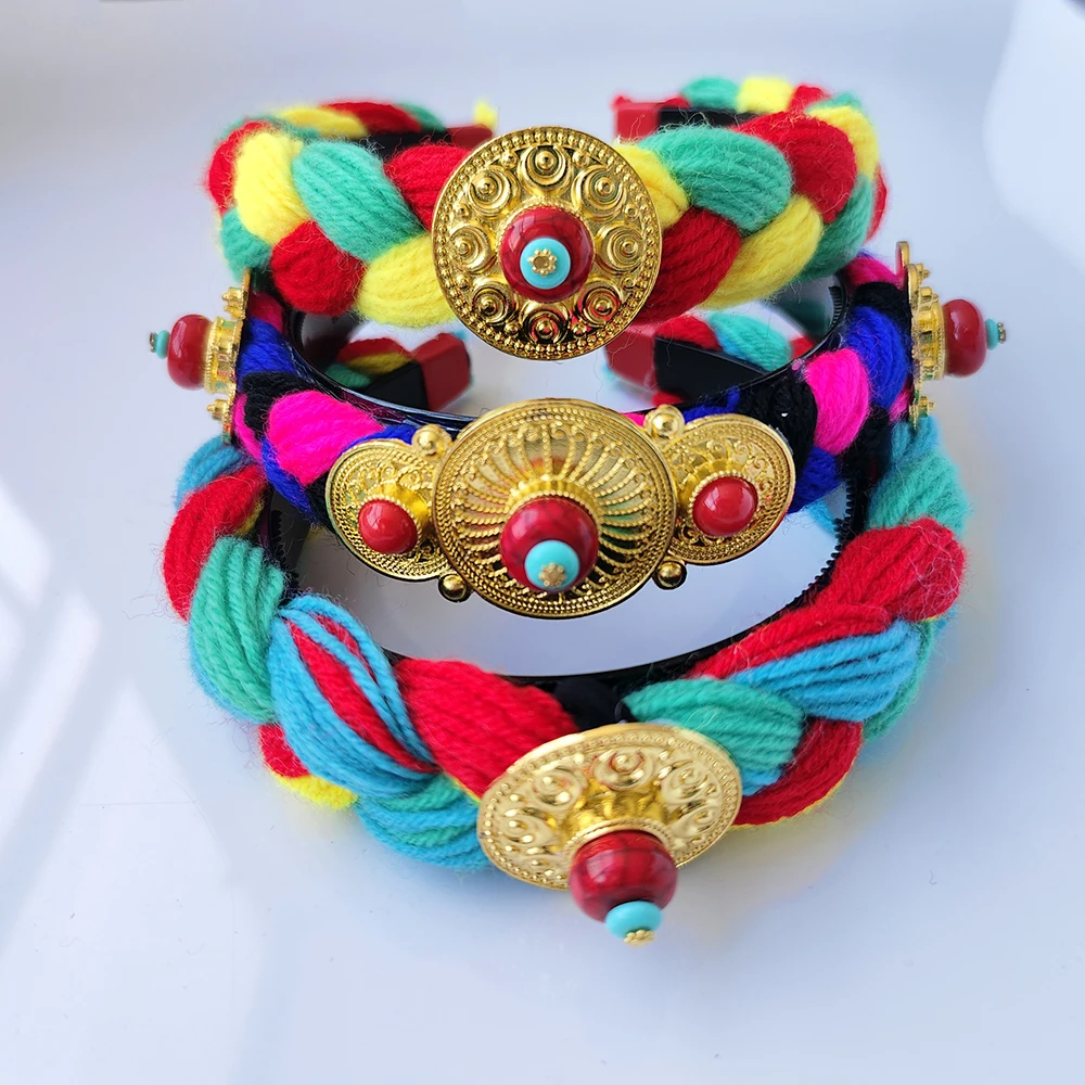 Tibetan Ornament Female in Tibetan Headdress Hair Hoop Tibetan Wind Hair Belt Hairpin Rope Multiple Styles