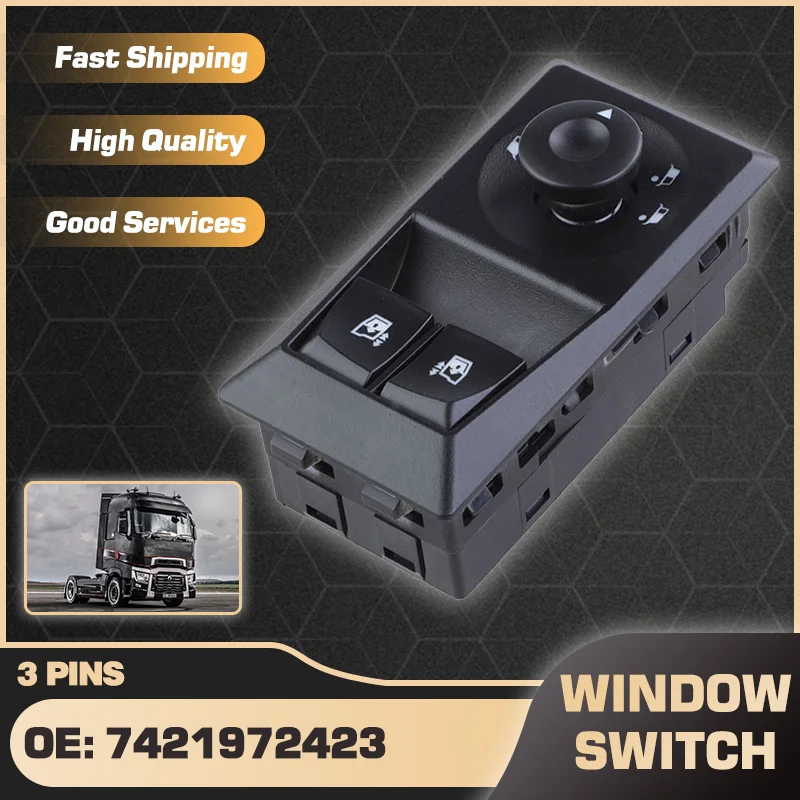 Electric Power Window Lifter Master Control Switch Button For Renault Trucks 7421972423 7423391509 44T404901 3 Pins accessories