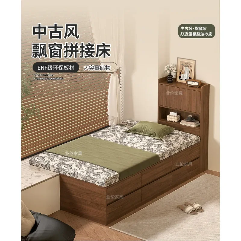 Medieval half bay window half bed bay window splicing bed small apartment window sill renovation tatami storage bed TT14