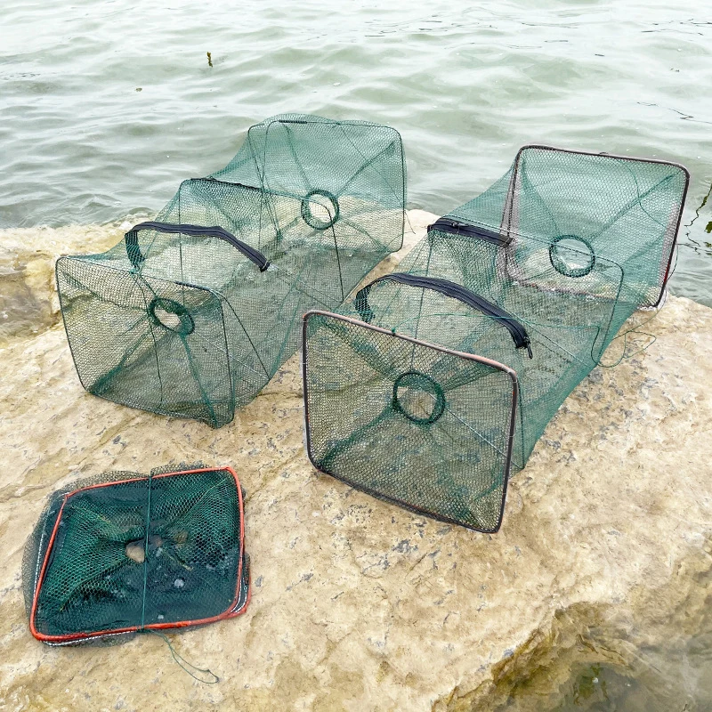 

Multifunctional Folding Trap Net Rectangular Fish Cage Shrimp Crab Net Lobster Aquaculture Fishing Gear Folding Trap Net