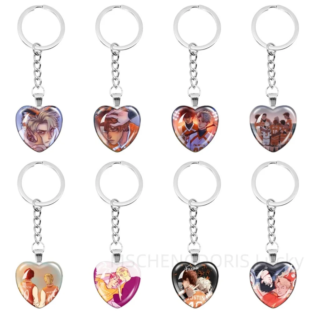 The Foxhole Court Keychain Foxes Palmetto State Glass Heart-Shape Pendant Keychain Jewelry Charm Bag Souvenir Decor Funny Gift