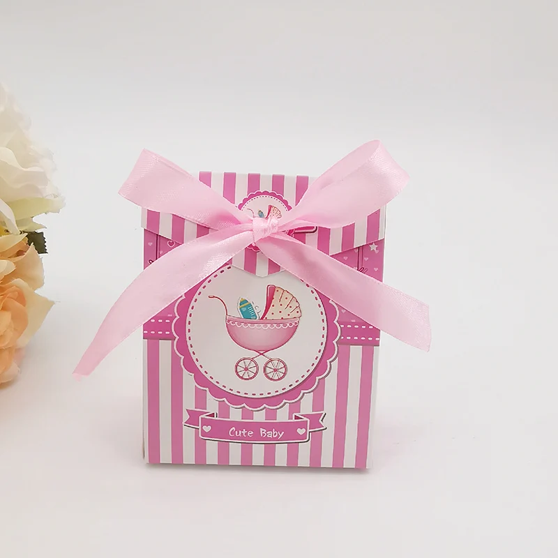 10/20Pcs Baby Dusche Cartoon Süßigkeiten Geschenk Box Mit Band Elefanten Baby Kinderwagen Geburtstag Gunsten Geschenk Verpackung box Baby Souvenirs – Detail 17