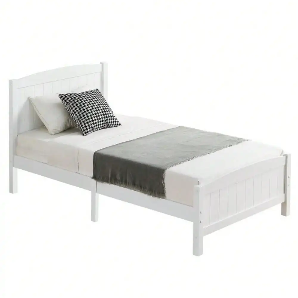 Twin Size Mattress Foundation Platform Bed Frame with Headboard Footboard