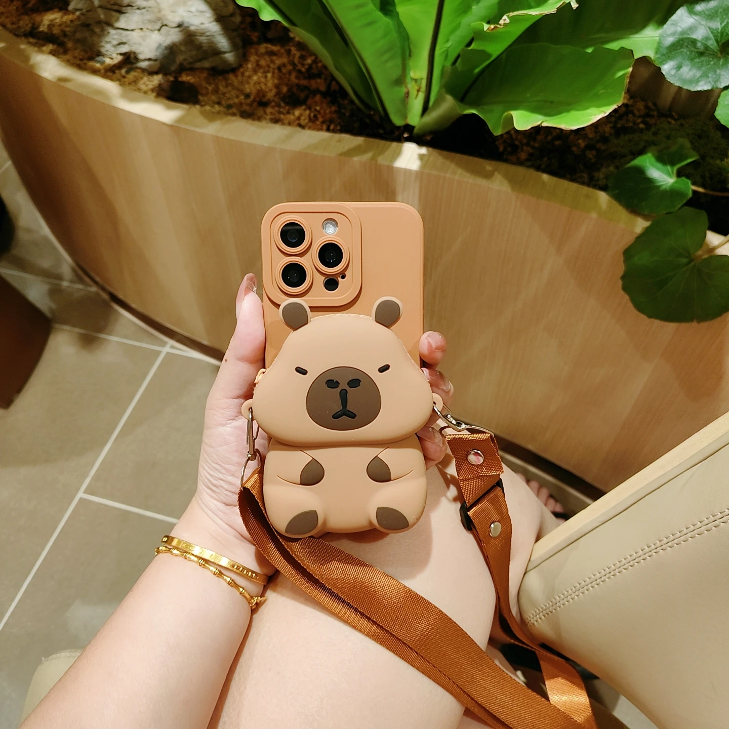 آيفون 11 برو ماكس X XS ماكس XR 7 8 زائد SE 2020 2022 لطيف الكرتون كابيبارا الحيوان حقيبة المحفظة Crossbody حزام جراب هاتف غطاء #3