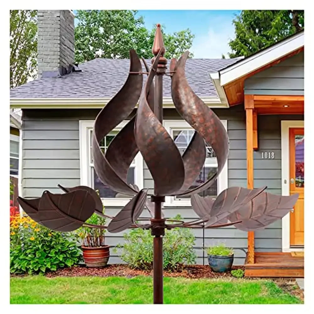 Garden Wind Spinners Large Tulip Metal Yard Art Decor Stake Spin 24