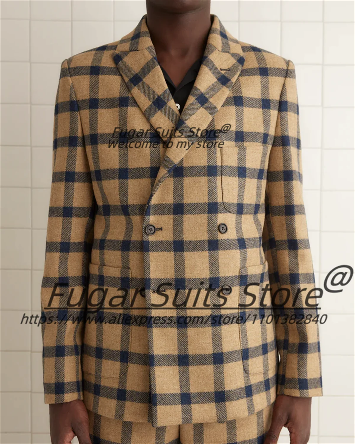 Smoking da sposo formale lussuoso doppio petto smoking da sposa personalizzato slim fit con risvolto a punta abiti da uomo set da 2 pezzi classico Ropa Hombre