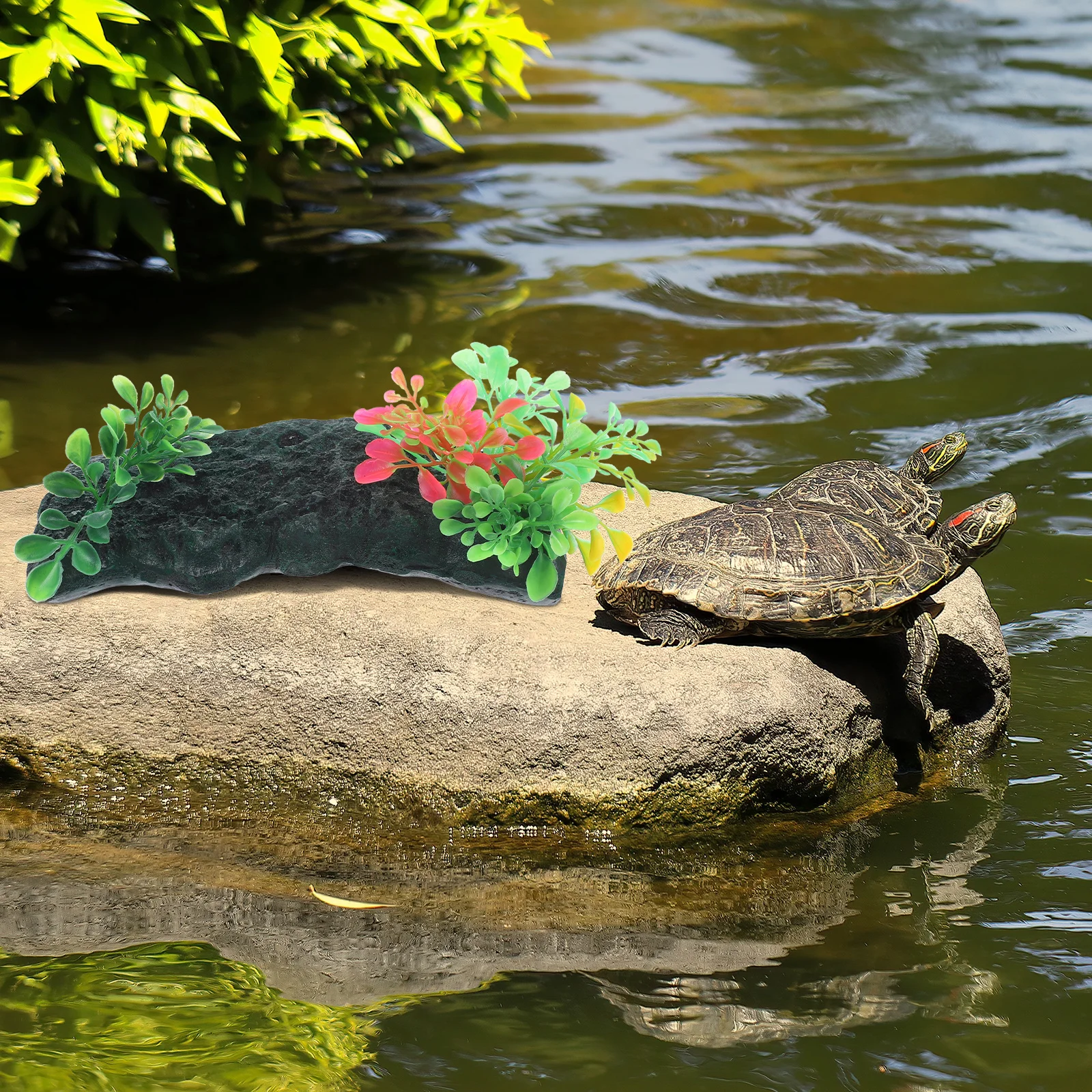 

1Set Turtle Basking Platform Premium Resin Suction Cup Design for Aquatic Turtles Reptile Terrace with Lifelike Natural Look