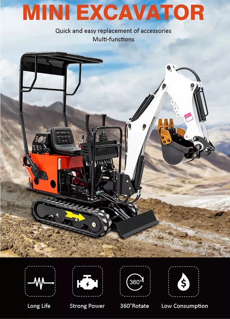 Factory Price New Engin Diesel 1.2t Micro Digger Mini Excavator 1.2 Ton With Hammer