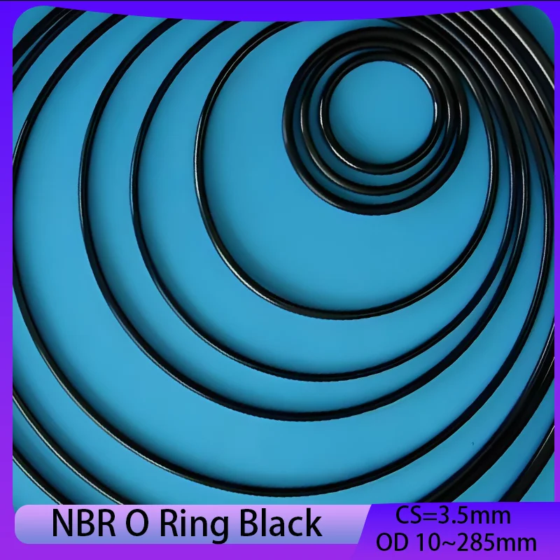 

NBR O Ring Gasket Nitrile Rubber Round O Type Corrosion Oil Resist Sealing Washer Black Thickness CS3.5mm OD10~285mm