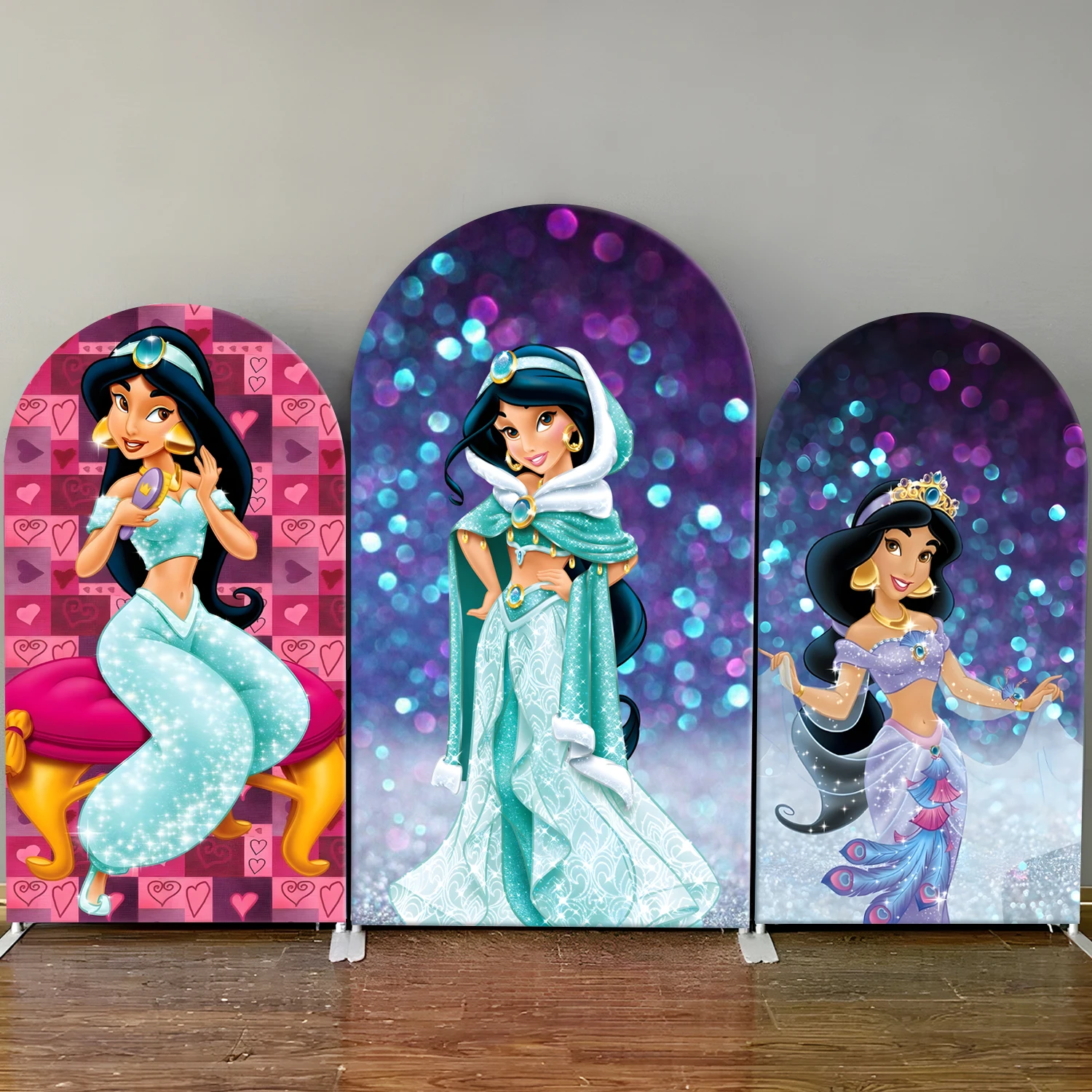 Disney Aladdin Jasmine Arch Backdrop Cover Baby Shower Girl Birthday Party Decoration Photography Background Elastic Fabric