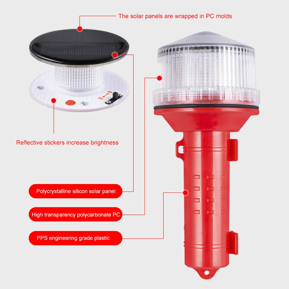 Solar Charging LED Marine Signal Light 2KM Visual Distance Longshot Warning Light Multifunctional Signal Light for Boats Anchors