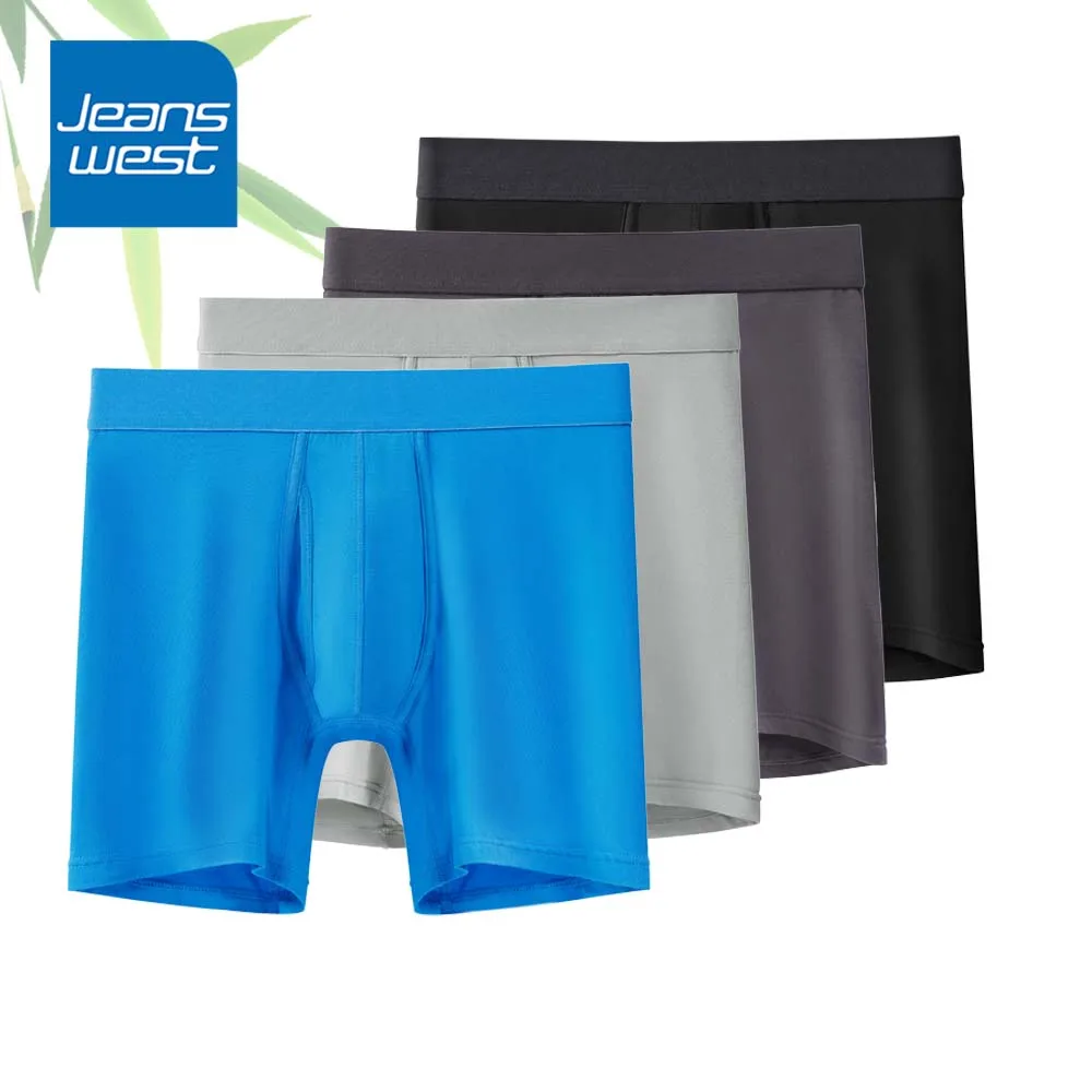 

2-4 Set Men's Panties Bamboo Fiber Long Leg Boxer Shorts Sexy Man Boxers Brand Underwear Striped Fashion Male