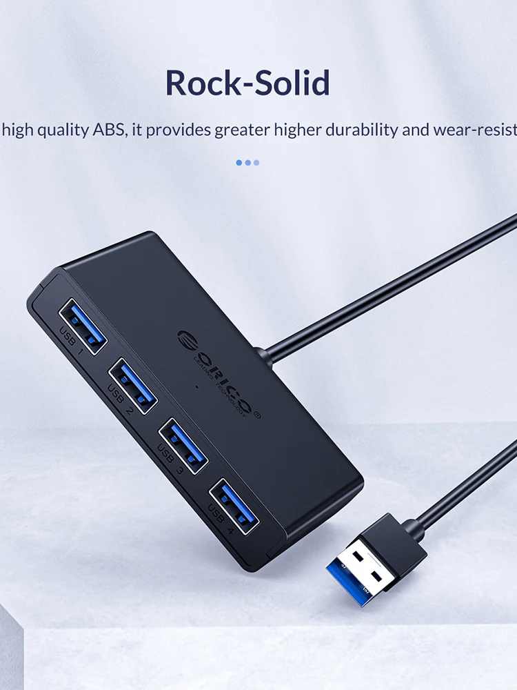 ORICO USB HUB 4-portowy rozdzielacz USB 3.0 z portem zasilania Micro USB Wielokrotny szybki adapter OTG do komputera Akcesoria do laptopów — zdjęcie produktu 7