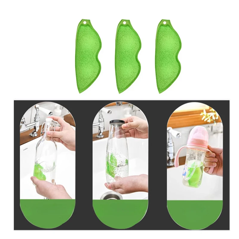 Bean Brush Cartoon Pea Artefact Small Caliber Glass Baby Bottle Edamame Coffee Tea Wine Drink Sponge Household Cleaning Brushes